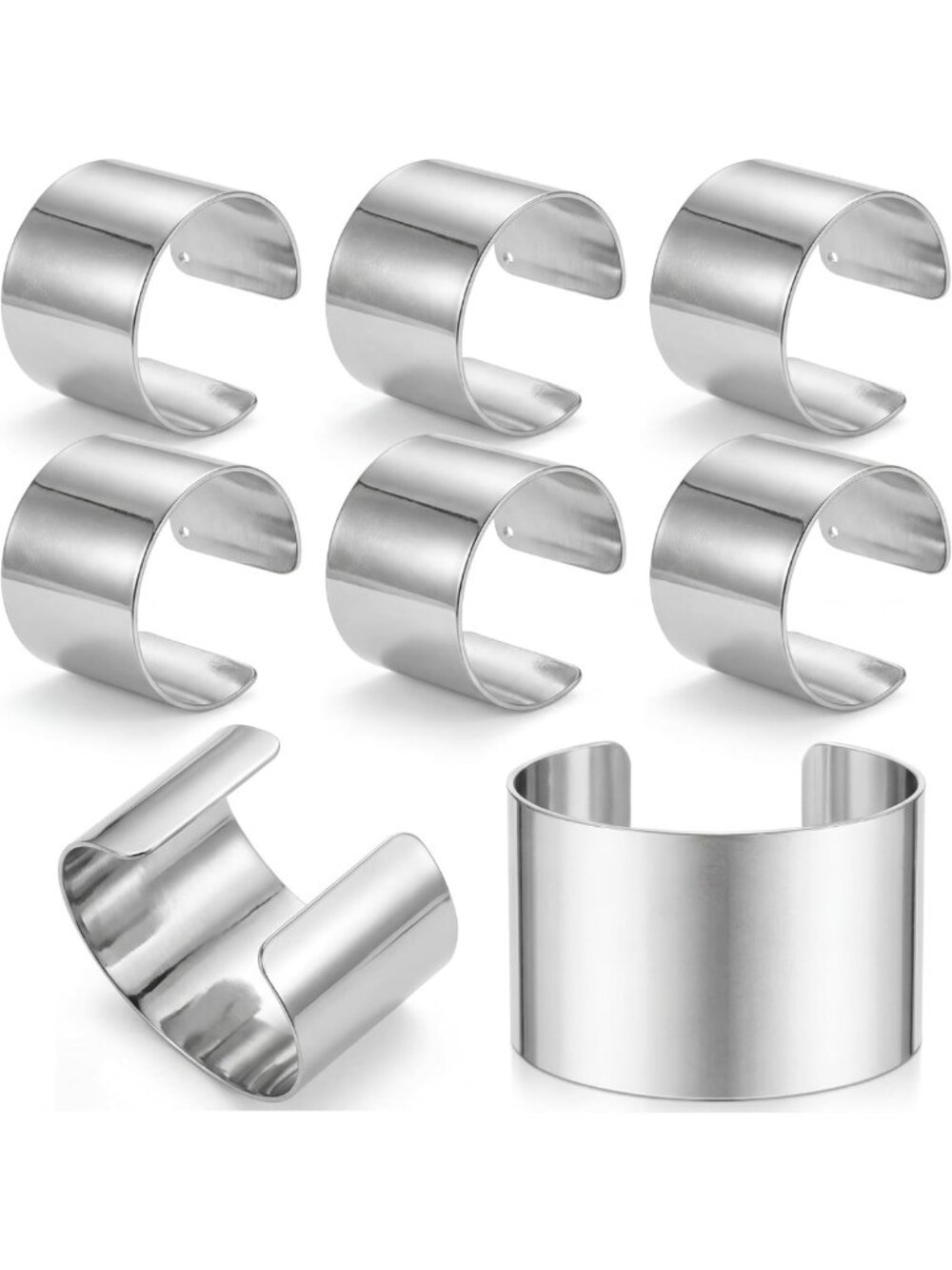 6 Pcs Silver Corsage Wristlet Cuff Bracelets for Women - Elegant Accessories Set